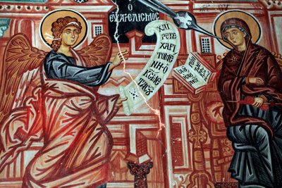 Byzantine Fresco from the 15th century The Annunciation to the Blessed Virgin Mary by Unknown